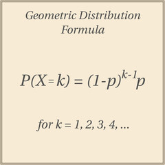 Fototapeta na wymiar Geometric distribution formula. Math background. Study guide. Vector illustration. 