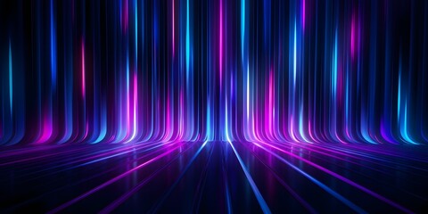 abstract neon background with glowing pink blue vertical lines. Digital ultraviolet wallpaper, AI Generative - obrazy, fototapety, plakaty