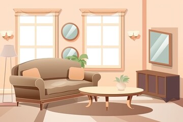 Fototapeta na wymiar cozy living room with a comfortable couch and a stylish coffee table. Generative AI