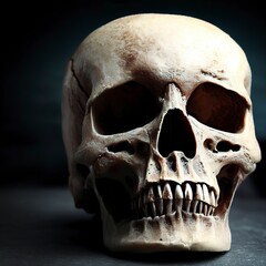 Obraz premium Human skull on dark background