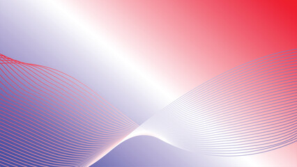 abstract tech wavy lines red white blue tricolor flag gradient background - obrazy, fototapety, plakaty