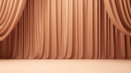a brown curtain with a white floor