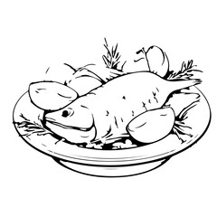 seafood, fish, shell, shirmp, outline vector, illustration, Ai generator