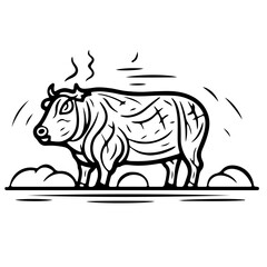 cow, roast beef, outline icon, vector , illustration,AI Generator