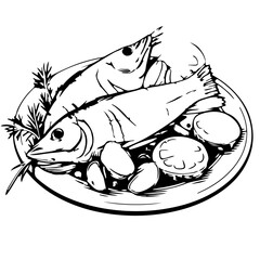 barbecue,  roast beef, roast pork, Tonkatsu, outline icon, vector , illustration,AI Generator 