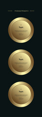 Group of 3 Luxury  multipurpose Infographic buttons and Three Golden buttons template with option and Premium gold elegant buttons
