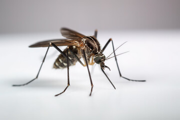 Fototapeta premium Image of mosquito on white background. Insect. Illustration, Generative AI