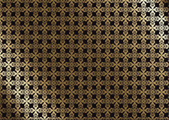 seamless pattern with golden ornament. Vector vintage damask pattern design.