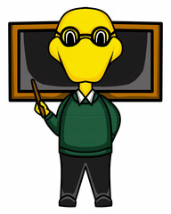 cartoon illustration who works as a teacher