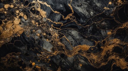 Electrically Powerful Black Grey and Gold Marble Swirl Textured Surface