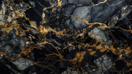 Creative Black Grey and Gold Marble Swirl Textured Surface 