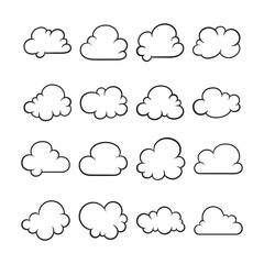 Cloud Shape Collection Set of Thin Line Vector