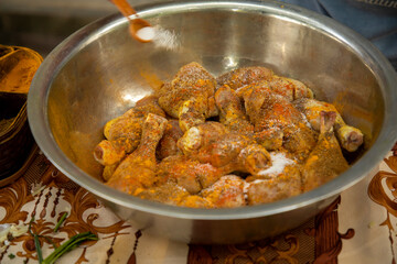adding salt in the chicken