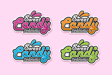 Sweet candy sticker design logo collection