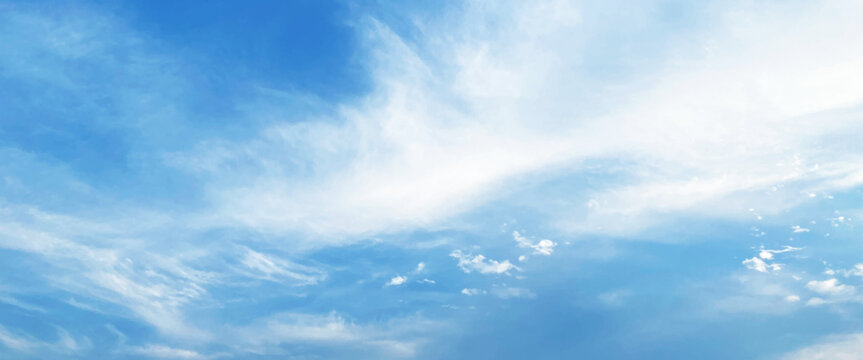 Blue sky background with clouds, white cloud on blue sky, beautiful blue sky clouds for background. Panorama of sky.
