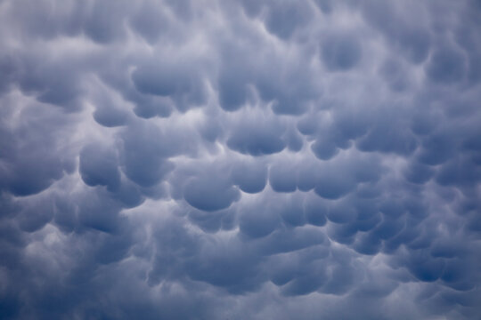Mammatus clouds formation in the sky