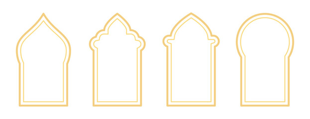 Islamic line shape vector window, door icons