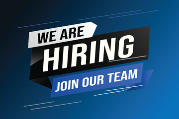 hiring recruitment Join now design for banner poster We are hiring lettering with geometric shapes lines. Vector illustration typographic. Open vacancy design template modern concept	