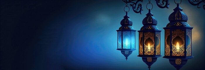 Fototapeta na wymiar lantern ramadan islamic, eid mubarak banner, paper cut 