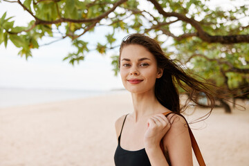 beach woman vacation nature ocean sand sun sea young smile summer