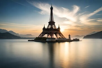 Fototapeta na wymiar Eiffel tower city Generator by using AI Technology