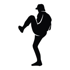 Baseball player silhouette vector, Softball silhouette pose collection