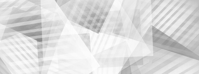 White abstract polygon texture on gray background. Modern Abstract white background design with layers of textured white transparent material in triangle and squares shapes.
