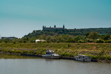 Scenic Wurzburg castle and vineyard hill view, Bavaria region of Germany