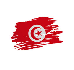 Tunisia flag - nation vector country flag trextured in grunge scratchy brush stroke.
