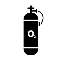Oxygen cylinder silhouette icon. Industrial gas. Vector.
