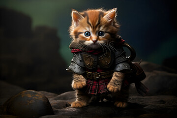 kitten wearing kilt