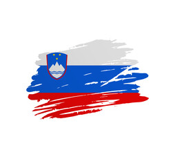 Slovenia flag - nation vector country flag trextured in grunge scratchy brush stroke.
