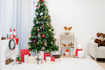 christmas tree with gifts and decorations