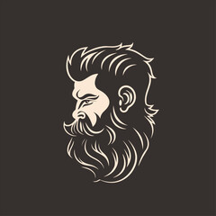 Stylish barber shop logo featuring a dashing man with a beard and mustache.