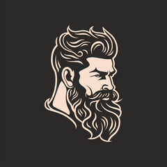 Stylish barber shop logo featuring a dashing man with a beard and mustache.