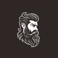 Stylish barber shop logo featuring a dashing man with a beard and mustache.