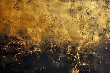 Obraz na płótnie Canvas Elegant gold grunge texture on black wall, Generative AI
