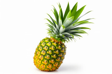 Pineapple on white background with clipping path to the top. Generative AI.