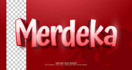 Vector text merdeka red background with editable text effect
