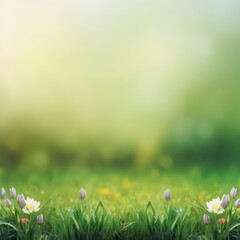 A spring background with empty space. Generative AI