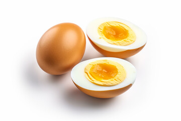 Boiled eggs on isolated white background, generative ai