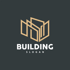 Fototapeta premium Building Logo, Vector For Building Construction, Premium Simple Line Design