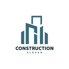 Building Logo, Vector For Building Construction, Premium Simple Line Design