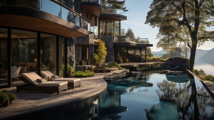 Fototapeta na wymiar Luxurious Villa with Breathtaking Lake Views