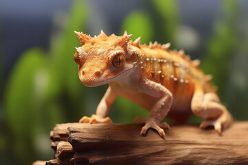 Cute Crested geckos in nature, national geography, Wide life animals. AI Generated. - obrazy, fototapety, plakaty