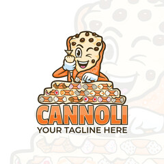 cannoli cartoon character mascot logo design