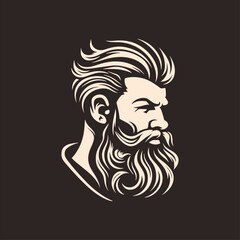 Stylish barber shop logo featuring a dashing man with a beard and mustache.
