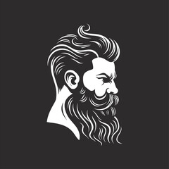 Stylish barber shop logo featuring a dashing man with a beard and mustache.