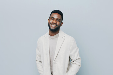Obraz premium happy man african smile emotion confident portrait smiling young black american professional