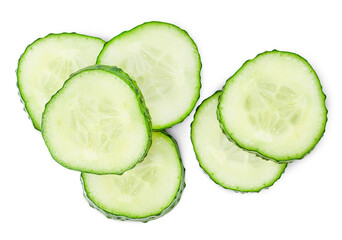 heap of sliced cucumber on a white isolated background, top view © Ирина Гутыряк